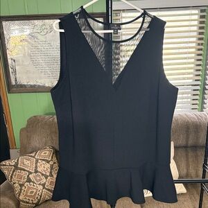 Worthington Black Sleeveless Blouse with Sheer Detail